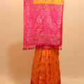 Bright Orange Pink Traditional Silk Saree Woven Border Rich Designer Pallu