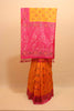 Bright Orange Pink Traditional Silk Saree Woven Border Rich Designer Pallu