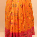 Bright Orange Pink Traditional Silk Saree Woven Border Rich Designer Pallu