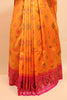 Bright Orange Pink Traditional Silk Saree Woven Border Rich Designer Pallu