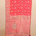 Red Floral Silk Saree with Woven Border Designer Pallu