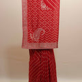 Red Embroidered Bandhani Saree with Heavy Zari Work Border