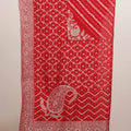 Red Embroidered Bandhani Saree with Heavy Zari Work Border
