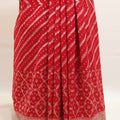 Red Embroidered Bandhani Saree with Heavy Zari Work Border