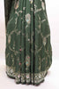 Dark Green Embroidered Silk Saree Heavy Zari Border Floral Paisley Design