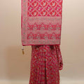 Pink Elephant Print Silk Saree Heavy Zari Border Traditional Design