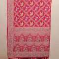 Pink Elephant Print Silk Saree Heavy Zari Border Traditional Design