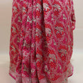 Pink Elephant Print Silk Saree Heavy Zari Border Traditional Design