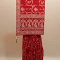 Red Traditional Printed Saree Border Dancing Figure Motifs Saree