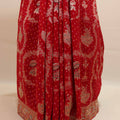 Red Traditional Printed Saree Border Dancing Figure Motifs Saree