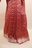 Red Bandhani Printed Saree with Silver Zari Border Traditional Saree