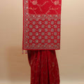 Red Embroidered Ethnic SareeFloral Motifs Heavy Border