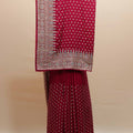 Wine Red Embroidered Saree with Heavy Zari Border Butti Work