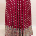 Wine Red Embroidered Saree with Heavy Zari Border Butti Work