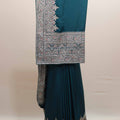 Teal Green Designer Saree with Heavy Silver Zari Embroidery Border