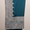 Teal Green Designer Saree with Heavy Silver Zari Embroidery Border