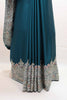 Teal Green Designer Saree with Heavy Silver Zari Embroidery Border
