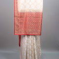  Off White Red Jacquard Silk Saree with Zari Woven Design Rich Border