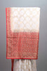 Off White Red Jacquard Silk Saree with Zari Woven Design Rich Border