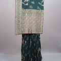 Dark Teal Green Silk Saree with Embroidered Floral Design Rich Border