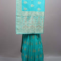  Aqua Blue Silk Saree with Zari Embroidery Designer Border