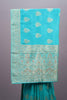Aqua Blue Silk Saree with Zari Embroidery Designer Border