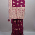  Wine Maroon Silk Saree with Zari Woven Motifs Rich Border