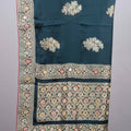 Dark Teal Green Silk Saree with Heavy Embroidery Designer Border