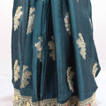 Dark Teal Green Silk Saree with Heavy Embroidery Designer Border