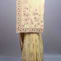 Light Yellow Silk Saree with Floral Embroidery and Designer Border