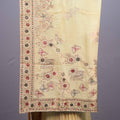 Light Yellow Silk Saree with Floral Embroidery and Designer Border