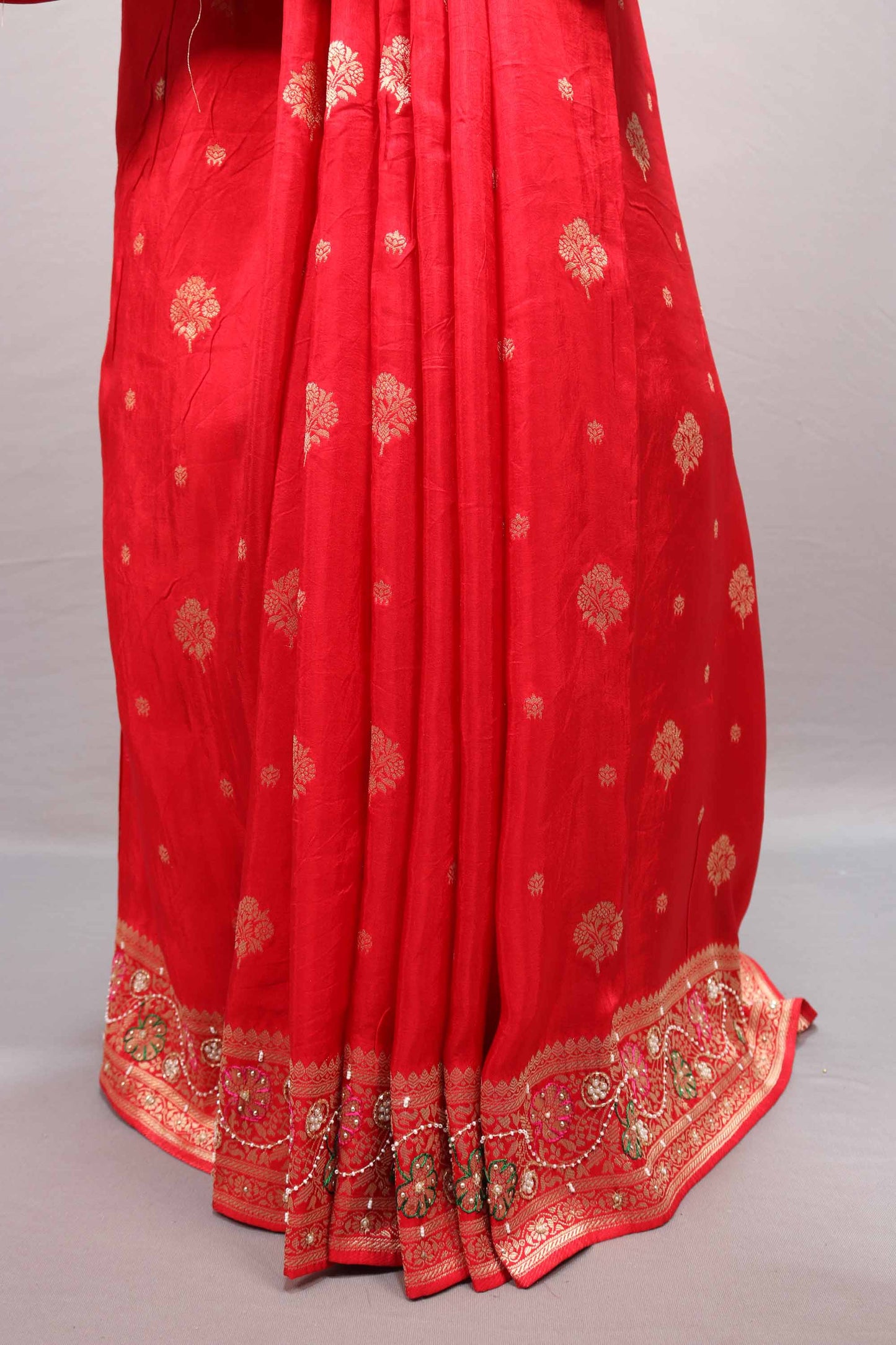 Red Silk Saree Multicolor Traditional Motifs Zari Work Designer Border