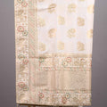 Off-White Silk Saree Gold Paisley Motifs Embroidered Border