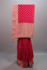 Red Banarasi Silk Saree with Gold Zari Buti Work Rich Woven Border 