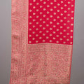 Red Banarasi Silk Saree with Gold Zari Buti Work Rich Woven Border
