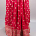 Red Banarasi Silk Saree with Gold Zari Buti Work Rich Woven Border