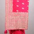 Rani Pink Banarasi Silk Saree Zari Embroidery Heavy Designer Border