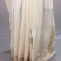 Off-White Organza Silk Saree Zari Embroidery Designer Border
