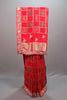 Designer Red Silk Saree Embroidered Checkered Pattern Heavy Zari Border 