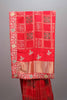 Designer Red Silk Saree Embroidered Checkered Pattern Heavy Zari Border
