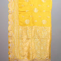 Yellow Banarasi Silk Saree with Zari Work Scalloped Border