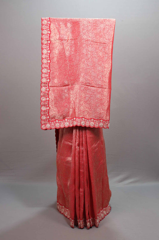 Red Banarasi Silk Saree Zari Weaving Designer Border Traditional Saree
