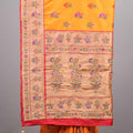 Orange Banarasi Silk Saree Floral Zari Work Woven Border Traditional Saree