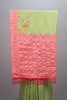 Green Silk Saree with Pink Embroidered Border Designer Pallu