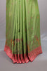 Green Silk Saree with Pink Embroidered Border Designer Pallu