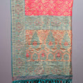 Pink Teal Banarasi Silk Saree with Heavy Zari Work Designer Border