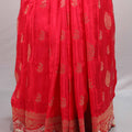 Red Banarasi Silk Saree Heavy Gold Zari Designer Border Rich Pallu
