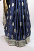 Navy Blue Banarasi Silk Saree Rich Silver Zari Designer Border Tassel Pallu