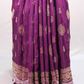 Royal Purple Banarasi Silk Saree Heavy Gold Zari Designer Border Rich Pallu