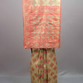 Beige Coral Jacquard Silk Saree with Woven Floral Design Rich Border